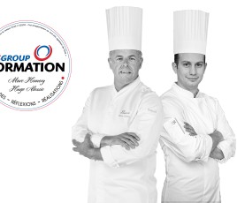 deux cuisiniers au centre de l'image et un logo Disgroup Formation en haut et à gauche 