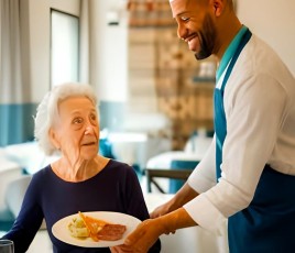 une personne agée et un cuisinier sogeres