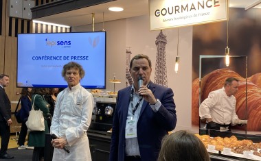 François-Xavier Quarez, CEO d'Episens et Guy Martin lors de la présentation de Gourmance.