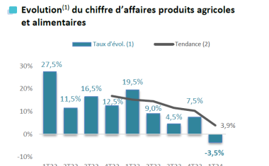 2024 - T1 - Evolution du chiffre d’affaires produits agricoles et alimentaires