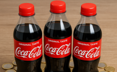 Bouteilles de coca-cola et pièces euros