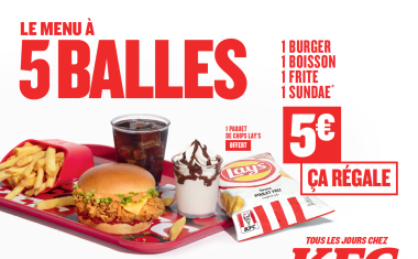 KFC Offre Value Menu 5 balles