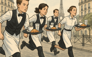 course des cafés illustration par IA
