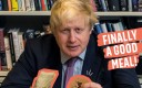 Premier ministre, Borris Johnson anglais qui mange une offre culinaire Foodles