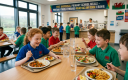 enfants mangeant à la cantine restauration scolaire